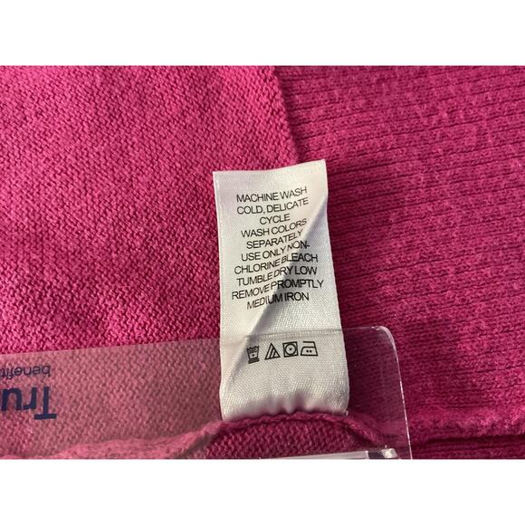 Woman Within Sweater Womens 14/16 Pink Open Front Cardigan Ribbed Pockets - Picture 8 of 10